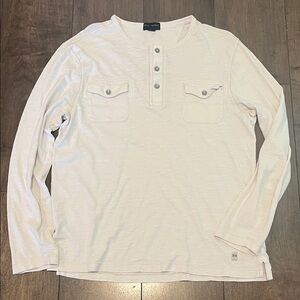 Banana Republic Men's Off-White Long Sleeve Henley, Large